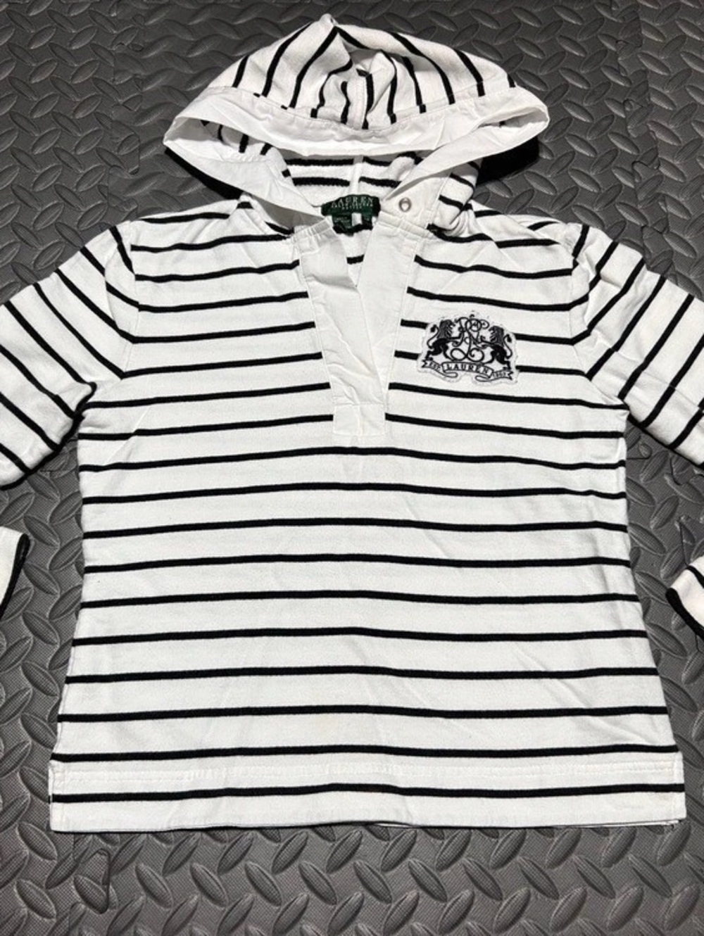 Ralph Lauren Petite Women’s Striped Hooded Long Sleeve Sweater